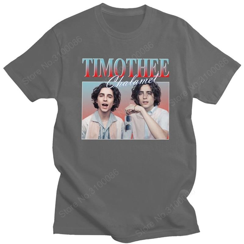 Cool Vintage Timothee Chalamet TShirt for Men Short Sleeve Streetwear 90s Aesthetic TV Tshirt Oneck Pure Cotton Tee Shirt Gift