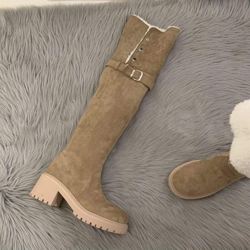 2025 neue Herbst- und Winter-Overknee-Stiefel, Plüsch-Baumwollstiefel, Schneestiefel, lange Reiterstiefel