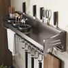 Stainless Steel Wall-Mounted Kitchen Storage Rack for Seasoning, Utensils, and Knives