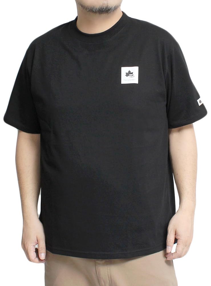 One Colors LOGOS PARK Men's Short Sleeve T-Shirt with Box Logo Print, Crew Neck, Size 2L, Black (49)