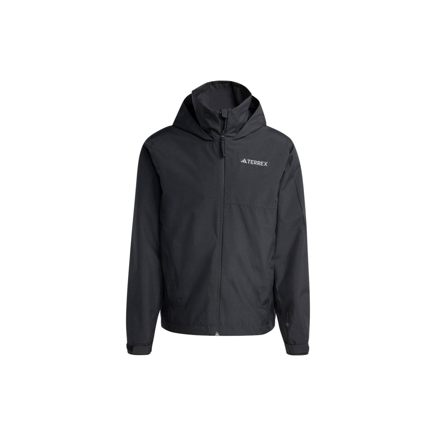 Adidas Solid Color Logo Print Hooded Jacket Men jackets Black HN5455 XL