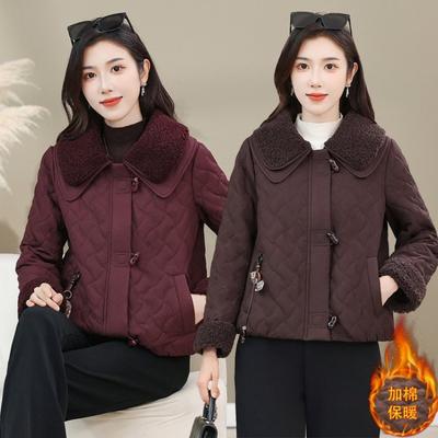 Mode Temperament Neue Herbst- und Winter-Baumwollpolsterung Kleine kurze Revers-Patchwork Hochwertige äußere Baumwollpolsterung Kleidung Jacke