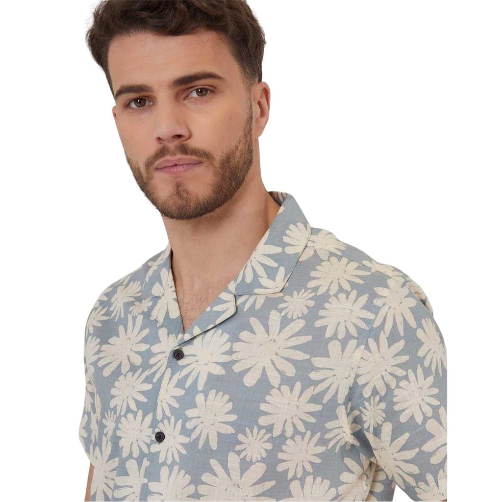 Threadbare Mens Floral Short-Sleeved Shirt