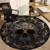 1pc Skull Roses Artwork Chair Carpet for Office, Round Non Slip Durable Large Size Office Carpet, Suitable for Office