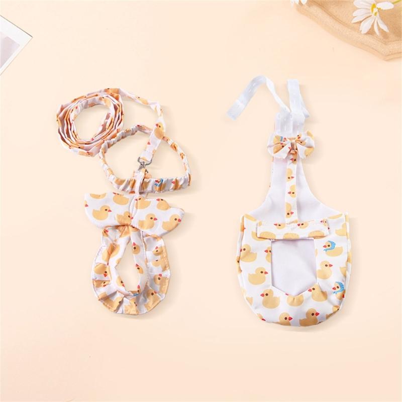 2pcs Set Animal Diaper Holder with Detachable Leash Breathable Fabric Fun Duck Diaper Leash Set