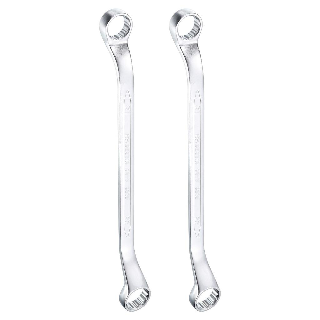 uxcell 2pcs 45 Degree Offset Box End 21mm x Metric Double Box End Chrome Vanadium Steel Long Offset Torx Box Automotive Home Repair Tool Wrench, 23mm,