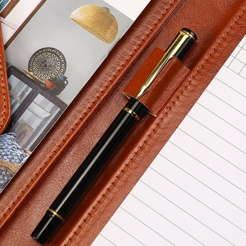 Business Conference Folder Leather Clipboard Folder Letter Size Document Folder with Card Pocket Storage Pocket Pen Slot