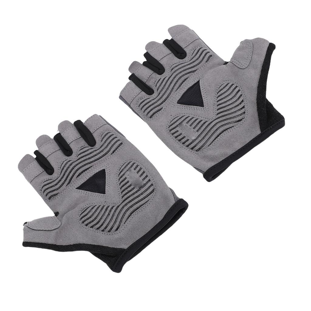 Cycling Gloves Grey Elastic Anti Slip Breathable Shock Absorbing Half Finger Bike Gloves for Road Bi
