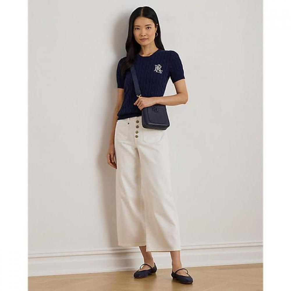 Lauren Ralph Lauren Short Sleeve Cable Knit Cotton Sweater Wmlrswesn820187410