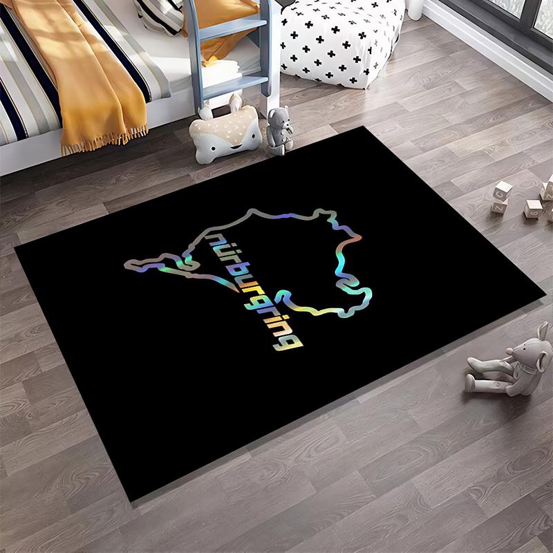 Nürburgring Track Outline Design Rug Non-slip Rug Suitable for Living Room and Bedroom Sofas.