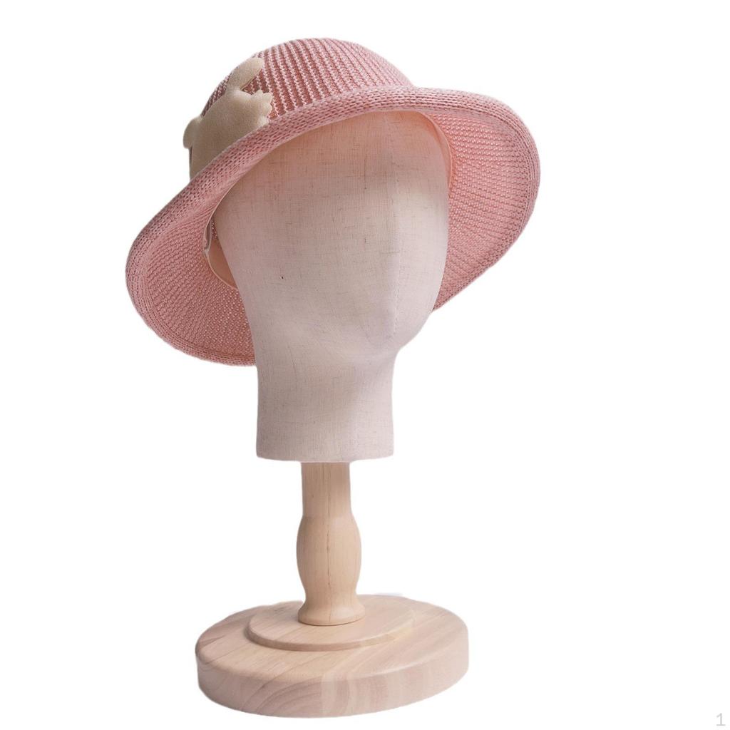Kids Wig Stand Children Hat Display with Wood Holder Caps Storage Rack for