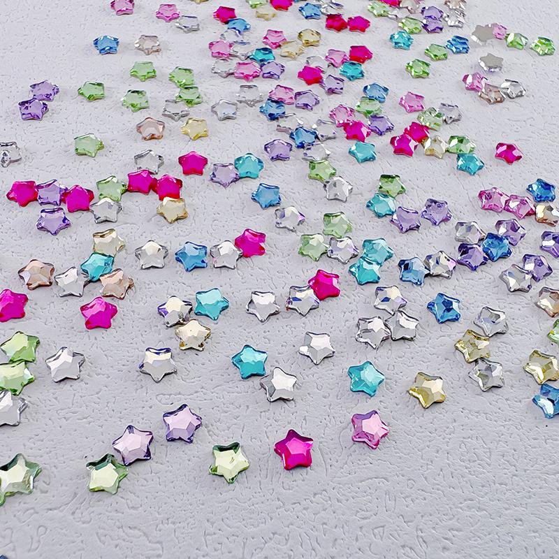 50 Pcs Star 4/6Mm Glittering Flat Back Acrylic Crystals Mini Nail Art Rhinestones Color 3D Diy Manicure Decorations Diamond