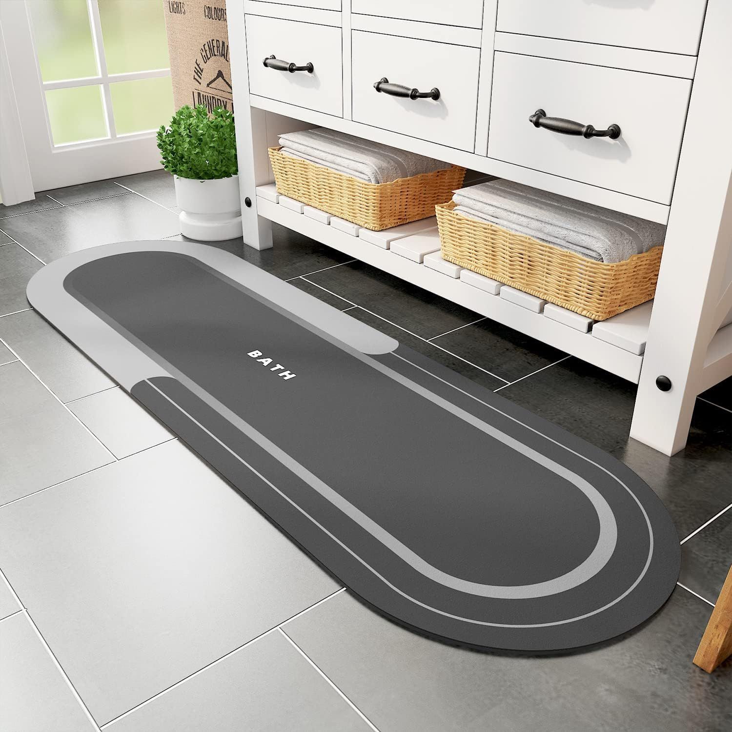 

Bathroom Non-Slip Mat Quick-Drying Absorbent Floor Mat Kitchen Oil-Proof, Dirt-Resistant And Easy-To-Clean Household Floor Mat Practical Mat 50*80cm
