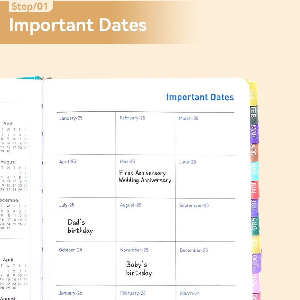 Efficient Hardcover Calendar A5 Size Agenda Notebook Convenient Weekly & Monthly Planner  Office