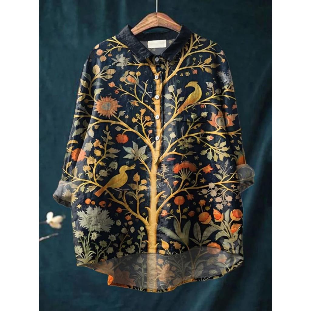 Dámská nová košile s potiskem a límcem Slunečnicový top