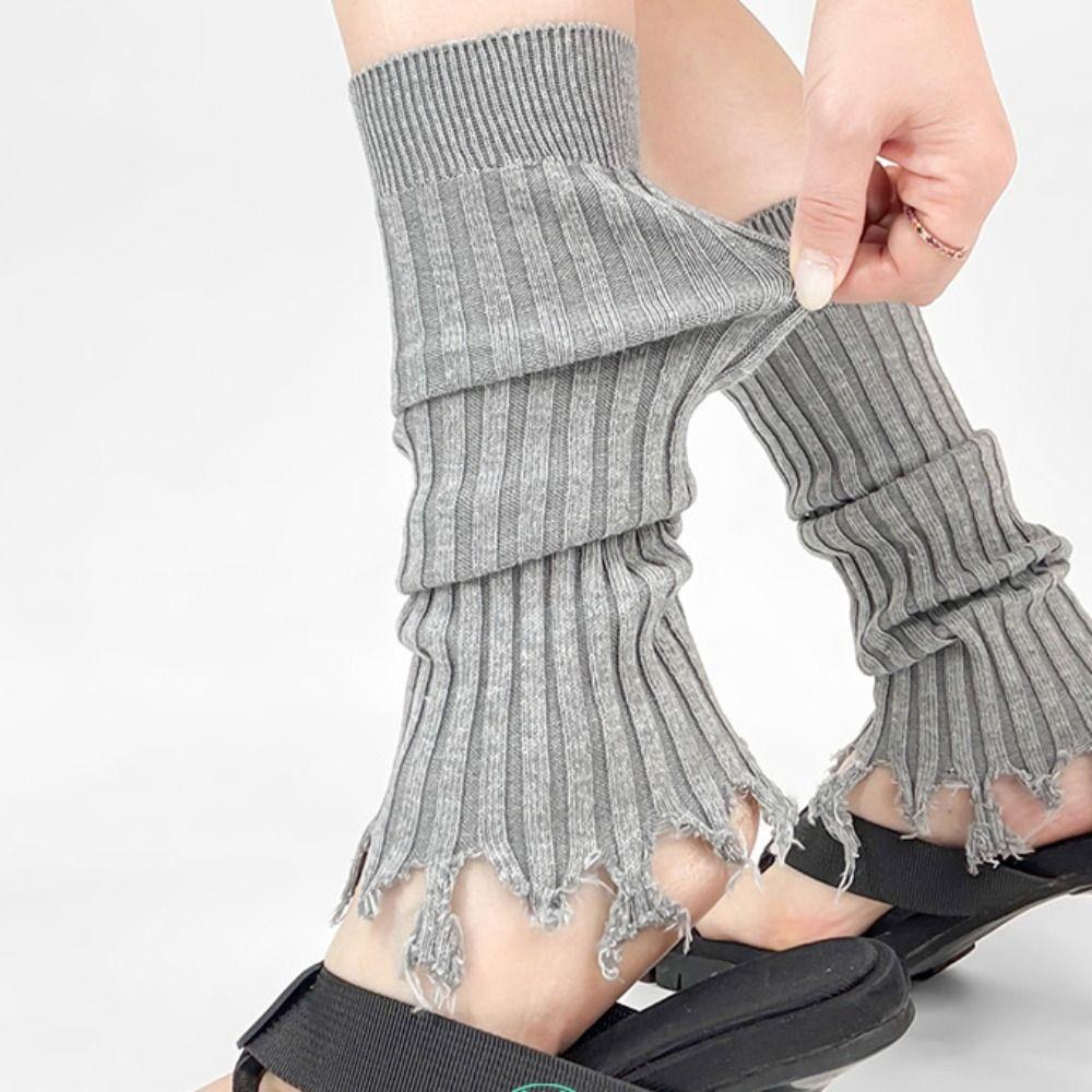 Fashion Wasteland Style Knitted Sock Covers High Elastic Knitted Pile Socks Sweet Style Y2K Socks Girls Fashion