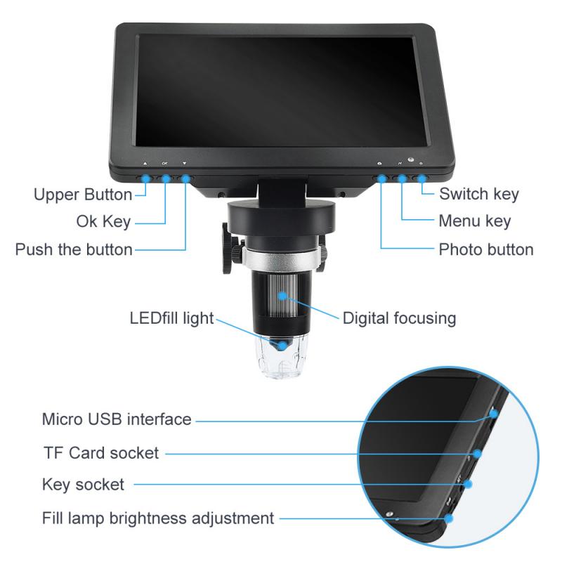 Hd 7-Inch Screen Electron Microscope Dm4 Microscope 1600X Wifi Handheld Portable Microscope