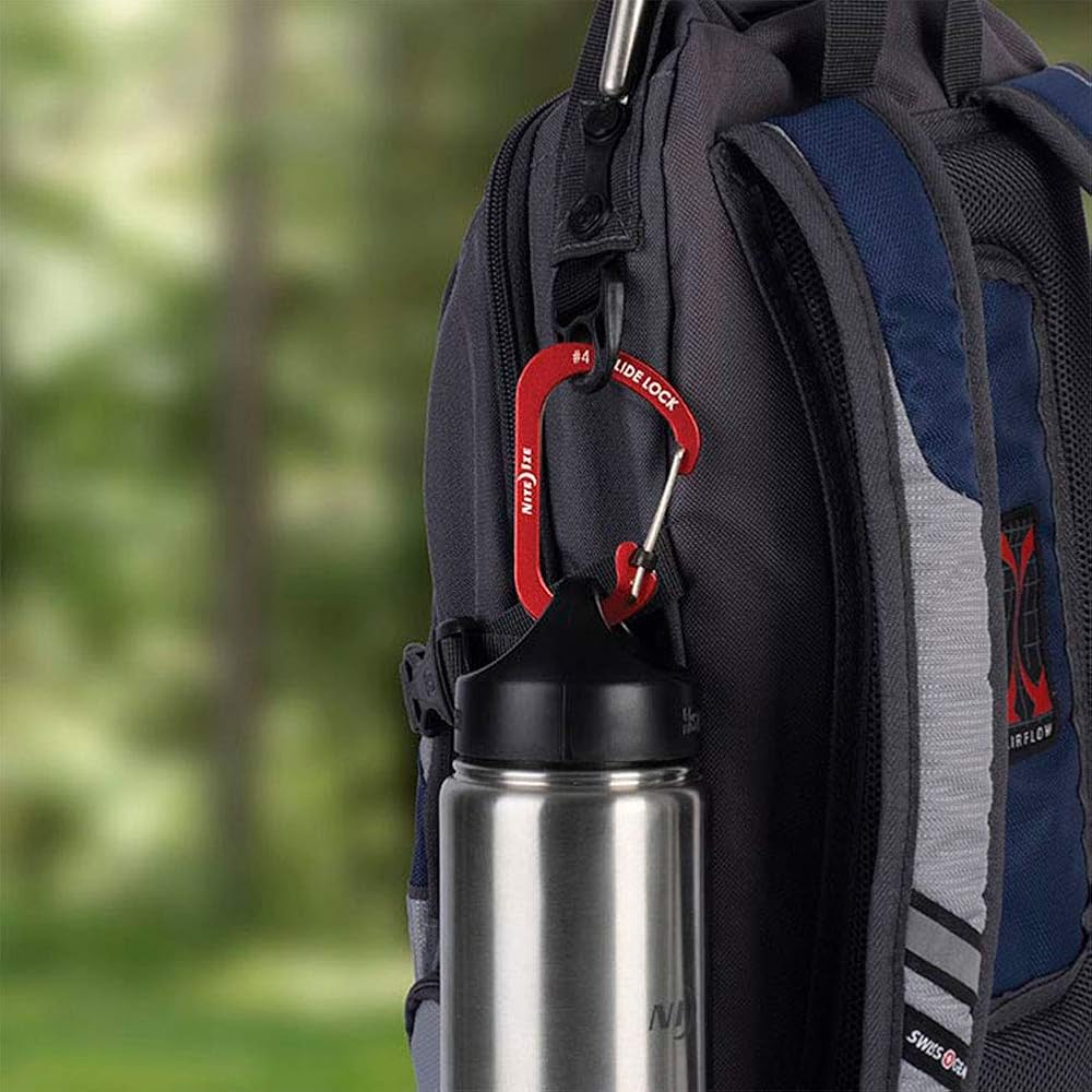 Nite Ize SlideLock Aluminum Carabiner #3 Lightweight Red 10g