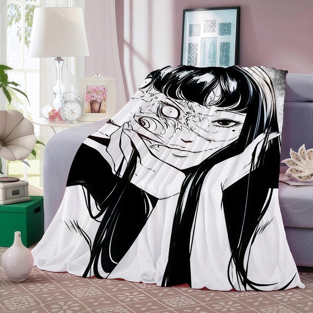 Horror anime Tomie Kawakami Blanket For Sofa Office Bed Plane Travel Sleep Read Relax Camping Soft And Warm