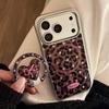 Leopard Print Bow Case Suitable for Apple 17 Pro Max, 13 Gold-plated Magnetic Stand, iPhone 16 Sweet and Cool 15
