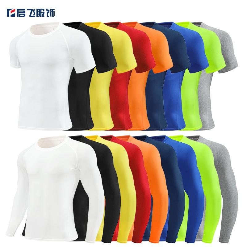Mens Solid Quick Dry Compression Cycling Jersey Breathable Elastic Sport Running Training T-shirt Tops