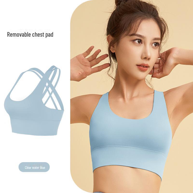 

Высокоэластичный ударопрочный спортивный бюстгальтер со съемными подушечками и пряжкой для женщин Medium аква голубой