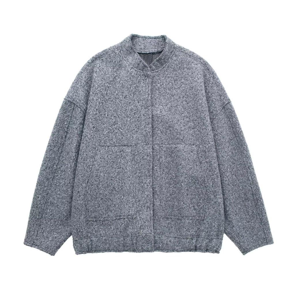 Jachetă Palton Tweed Femei Jachete Pufoase de Pluș pentru Femei Jachetă Bomber Palton Toamnă Iarnă Negru Alb Jachetă de Sezon Intermediar