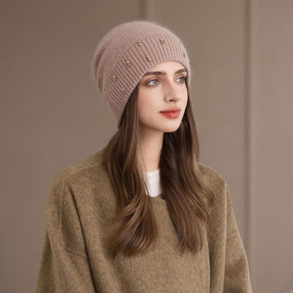 New Colored Diamond Hat Women's Winter Outdoor Fashion Thickened Warm Knitted Hat