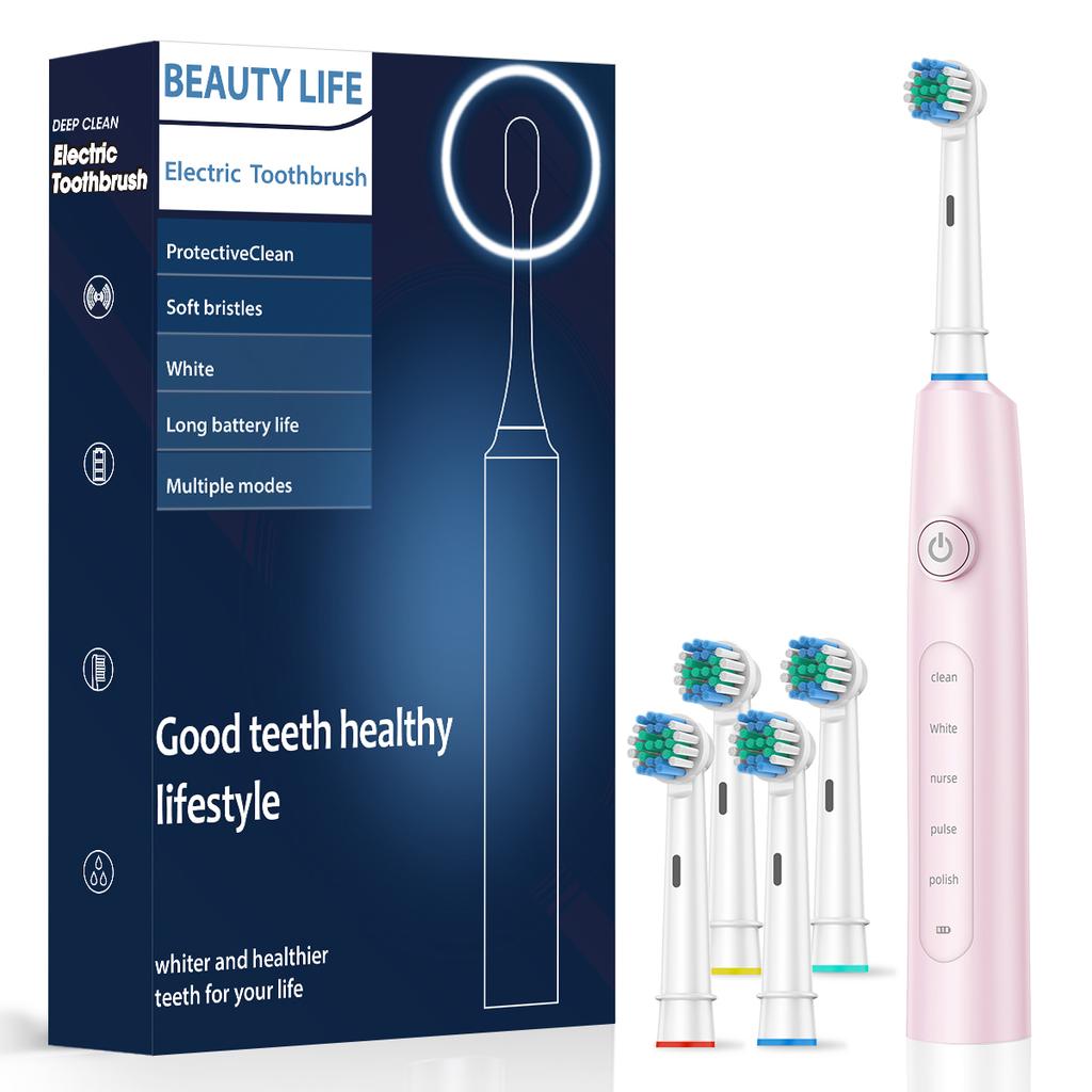 New Electric Toothbrush Rotary Rechargeable Electric Toothbrush for Adults Rotating Electric Toothbrushes with 8 Soft Brush Heads