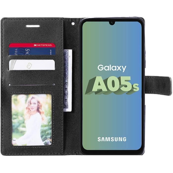 Coque pour samsung galaxy a05s - booling - bicolore antichoc en cuir pu avec 2 verres trempés