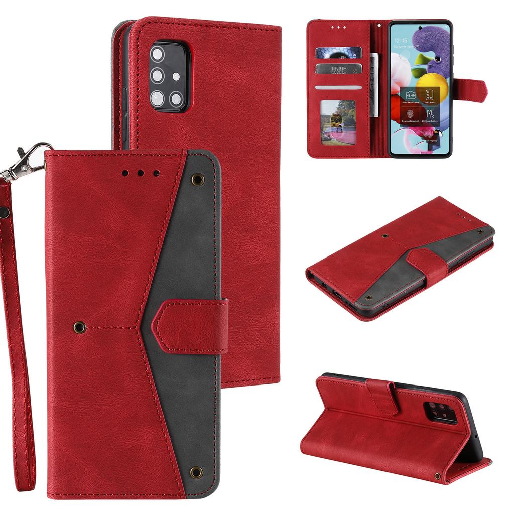 Applicable to Samsung S25 calf pattern splicing leather case A56 retro matte card wallet bracket protective case A27
