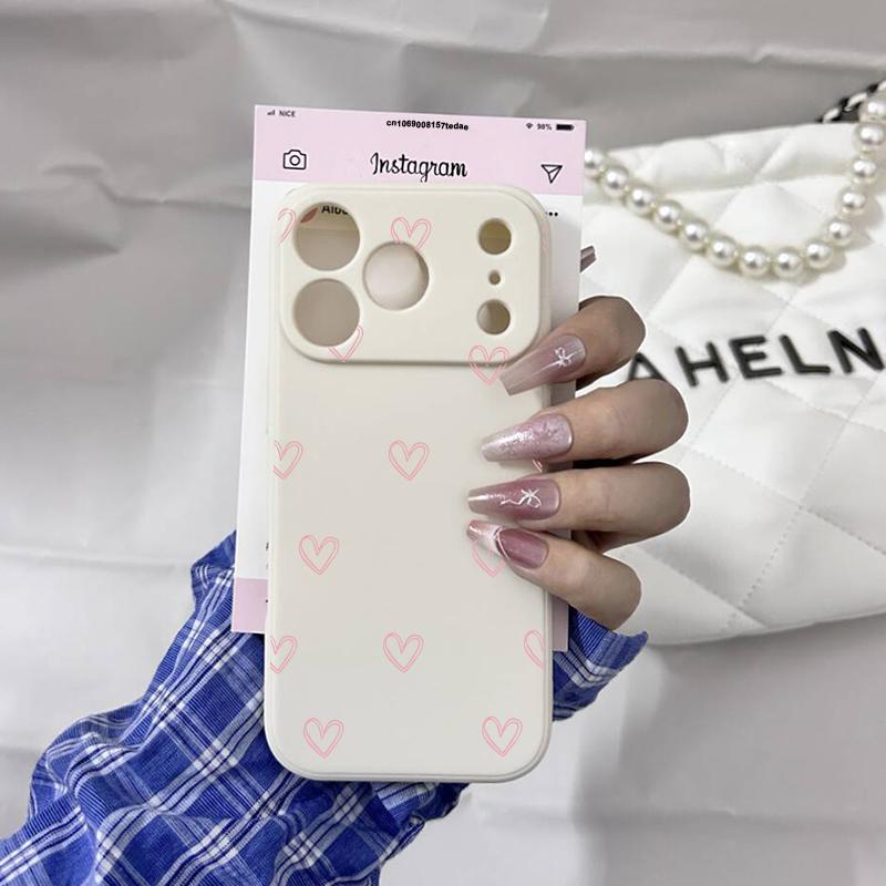 Simple Love Heart Case For iPhone 16 Pro Max 17 16 15 11 12 13 Pro Max 14 15 Plus 17 7 8 X XR XS Max Soft Siicone Phone Cover