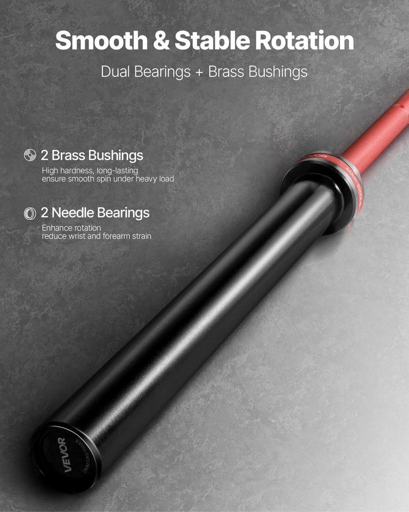 220cm Barbell Bar, Fit 2-Inch Weight Plates, Barbell Bar with Knurled Grip for Strength Training, Weightlifting, Squat, Deadlift, Bench Press, Curl,
