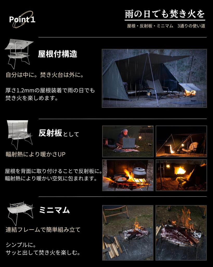 TNBworks Bonfire Stand Type with Roof and All-weather Reflector, TK-0001