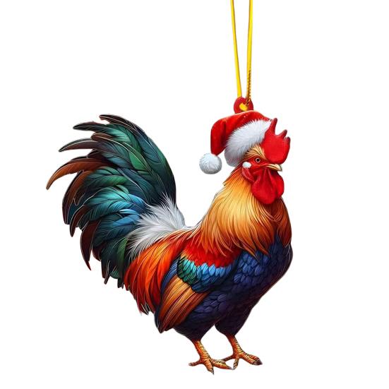 2D Acrylic Christmas Ornament Cute Flat Polar Bear/Octopus/Parrot Animal Car Rear View Mirror Charm Auto Interior Accessories for Window Wall