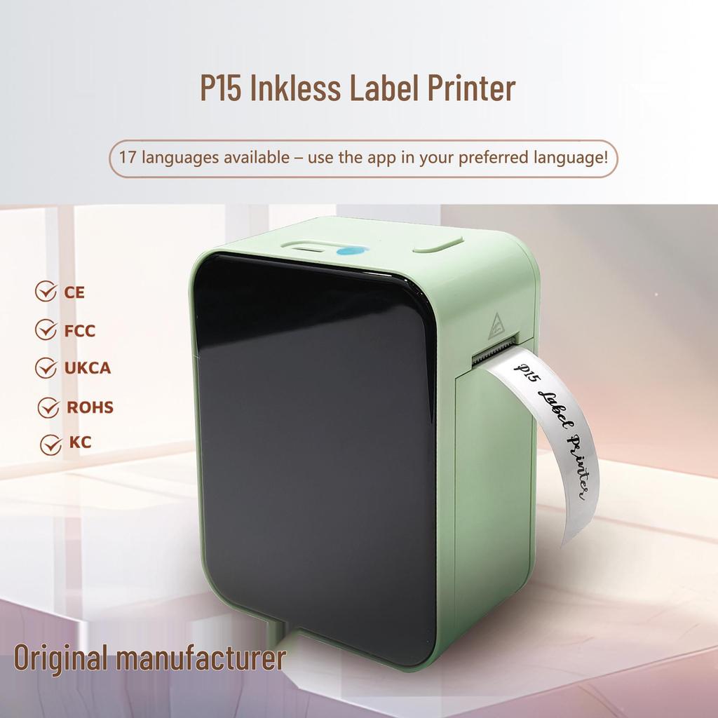 Portable P15 Inkless Thermal Label Printer with Mobile Bluetooth Compatibility