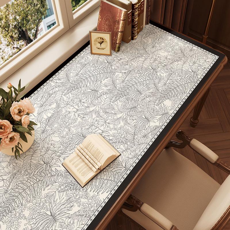 Leather Desk Mat Vintage Waterproof Desk Pad Non-Slip Cut To Size Writing Table Mat for Elegant Office & Gaming Setup