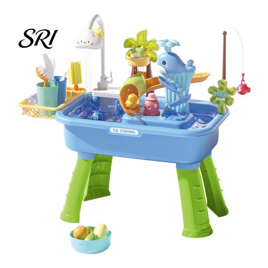 Boys Girls Water Toy Toddlers Sand And Table Toy, with Faucet, Play Food Accessories, Fishing Kitchen Sink Electric Pump for Boys, Activity