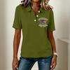 Women's Casual Button Front Short Sleeve Polo Shirt 250th Anniversary United States Printed Top 1776 To 2026 Commemorative Apparel