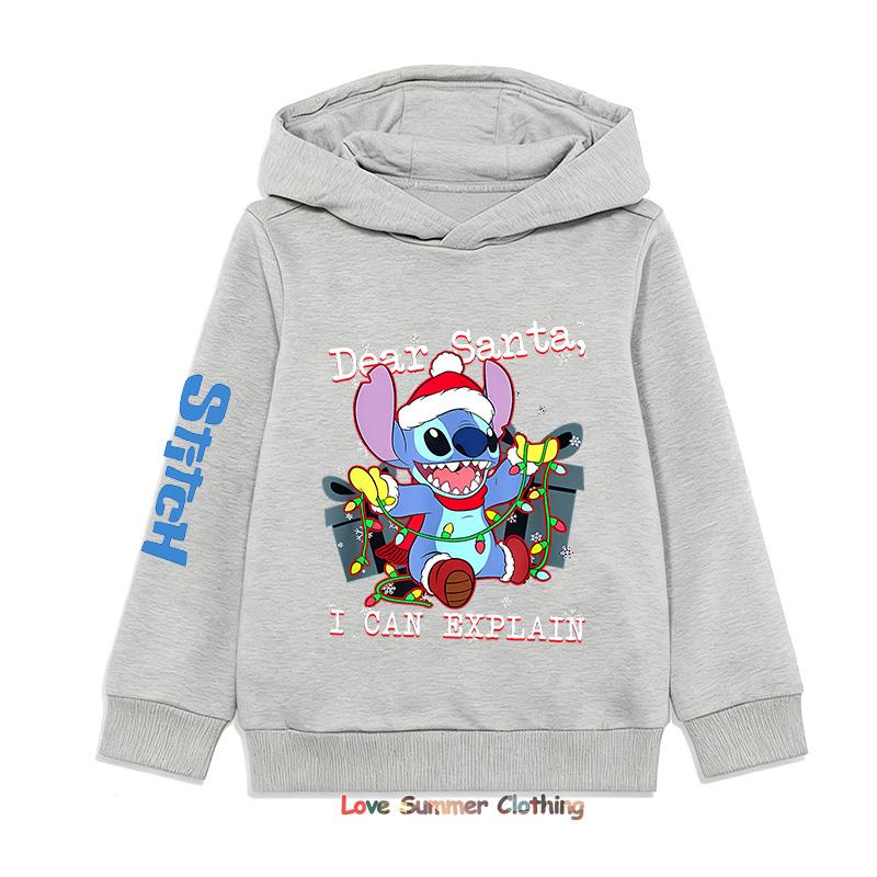 2025 Christmas Hoodie Boys Girls Sweatshirts Kids Hoodies Stitch HD Print Casual Round Neck Long Sleeve 4-14Yrs