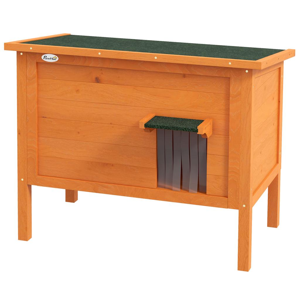 Feral Cat House, Wooden Insulated with Removable Floor, Water-Resistant Openable Roof - Orange