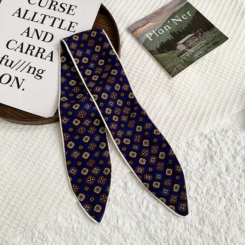 Headscarf Women's pastoral spring and summer fashion colorful retro plaid fabric headband pure cotton silk scarf decorative small scarf