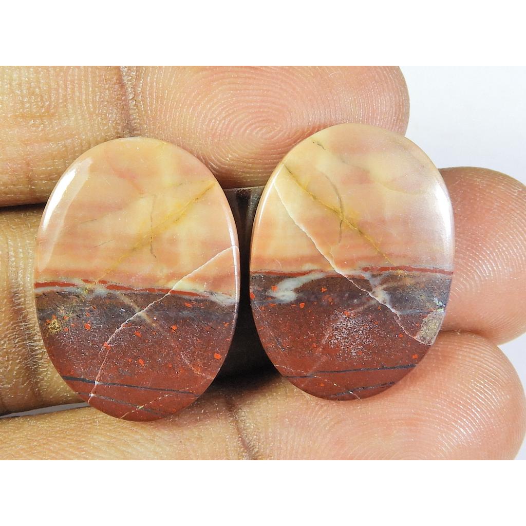 30Cts.Natural Red Jasper Matched Pair Oval Cabochon Gemstone 17X23X03 MM SK-226