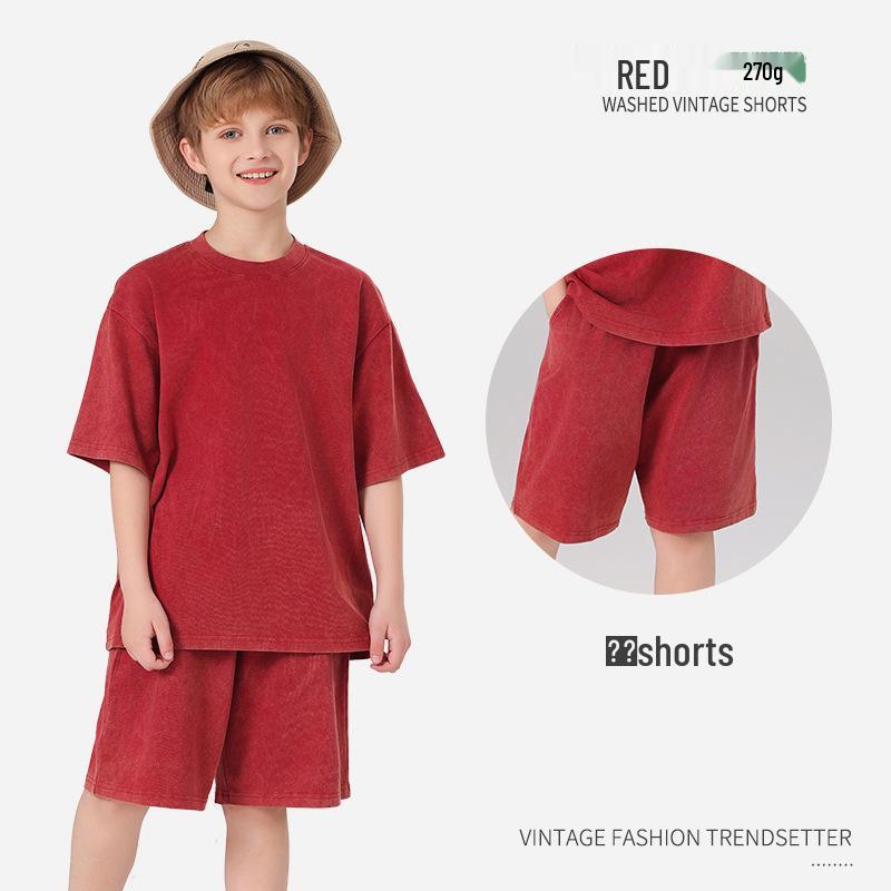 Pure Cotton Retro Short Sleeve Round Neck Loose T-Shirt for Children & Toddlers - Trendy Spring/Summer Kids' Clothing