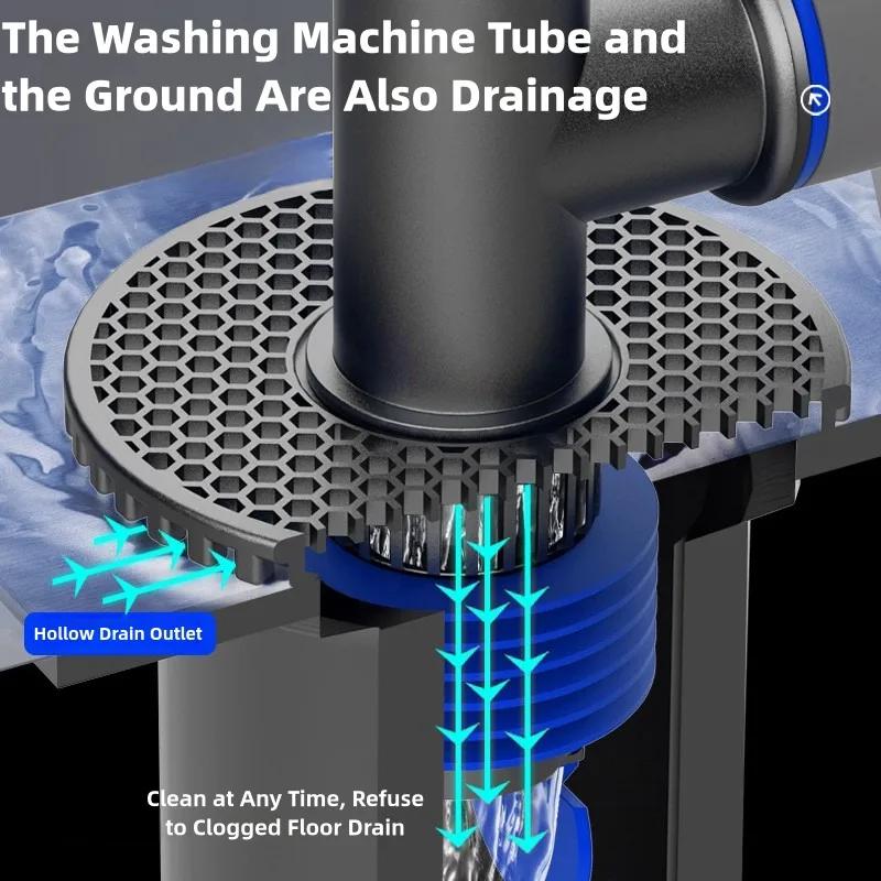 1PC Universal Washing Machine Floor Drain 2 In 1 Sewer Drain Connector Sink Sewer Washroom Accessories Hose Adapter Disposer