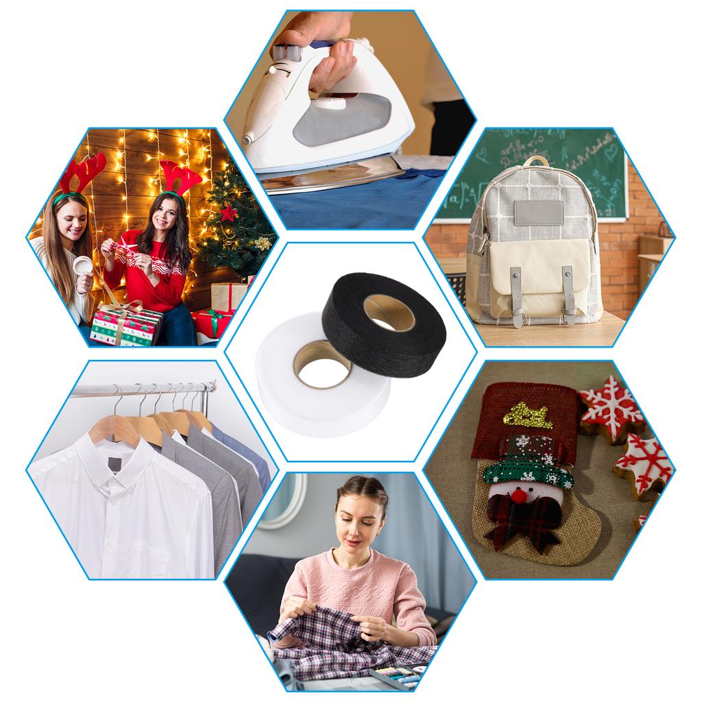 Ütüyle Yapışan Kenar Bandı Dikişsiz Dikiş Cadılık Kenar Bandı Giysiler Perdeler için Yapışkan Bant Kendin Yap Yapıştırma Siyah/Beyaz