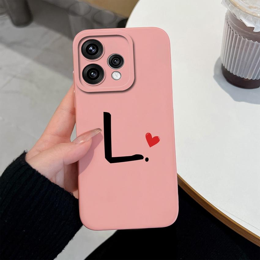 Cute Red Love Heart Letters Pattern Phone Cover For Oppo Reno 15 14 13 12 11 Pro 15F 14F 13F 12F 11F 5G Shockproof Silicone Camera Lens Protector Case