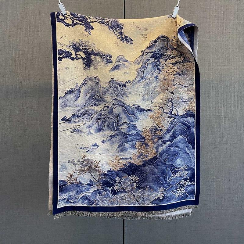 

Personalized versatile plant flower jacquard scarf women s autumn new imitation cashmere outer decorative neck scarf 190*68cm