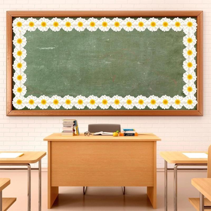 10m Bulletin Board Borders Flowers Classroom Blackboards Flowers Border Trim Decoration for Poster Boards Decoration