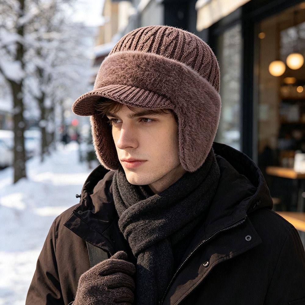 Warm Thermal Winter Hat Fleece Lined Baseball Cap Fashion Knit Beanie Hat Outdoor